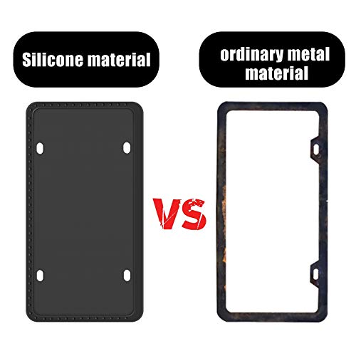 Livtee Silicone License Plate Frames Covers, 2 Pack Universal American Car Accessory License Plate Bracket Holder, Licence Plate Accessories - Black #TOP4