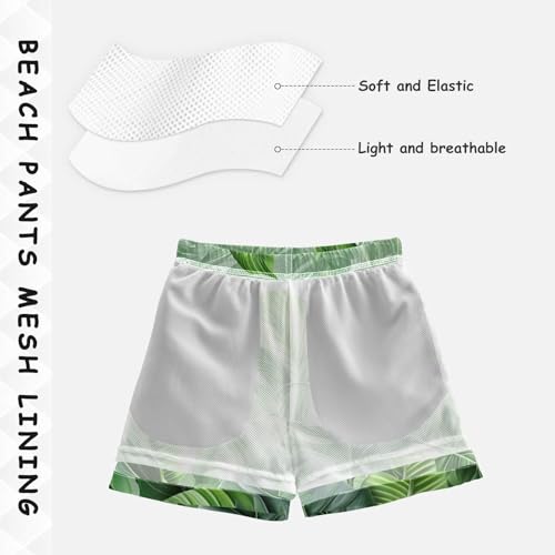 Pigsaly Boys Swim Trunks Green Leaves Boys Board Shorts Swimsuit Swimwear Summer Bathing Suit 2T4