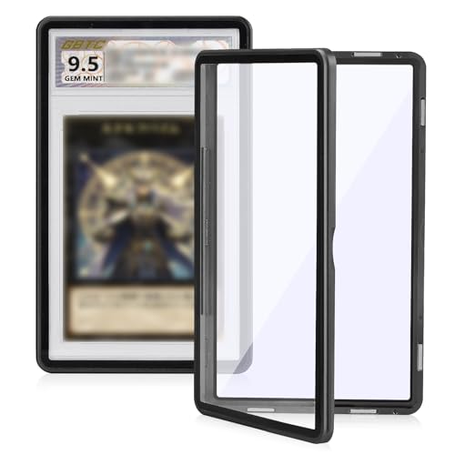 wisvov Magnetic Graded Card Case, Premium Aluminum Alloy Protector with 9-Point Lock, Personalized Slab Bumper for 35PT BGS, Drop-Tested & UV Resistant, Ideal for Display & Long-Term Storage (Black)
