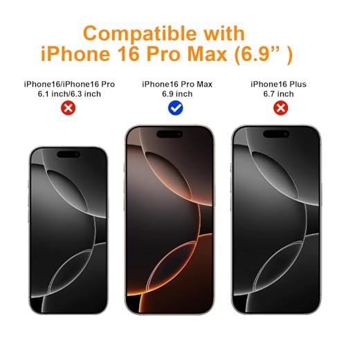 Image of OneFish Privacy Screen Protector for iPhone 16 Pro Max, Full Edge Coverage 6.9 inch 16 Pro Max,Scratch Resistant, Bubble Free, Easy Installation, Auto Dust-Elimination, 2 Pack