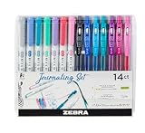Zebra Pen Journaling Set, Includes 7 Mildliner Highlighters and 7 Sarasa Clip Retractable Gel Ink Pens, Assorted Colors, 14 Pack