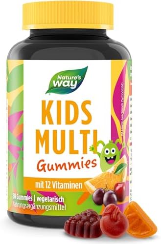 Vitamine Kinder Multivitamin Gummibärchen - Immunsystem stärken Kinder Jugendliche Vitamine B Komplex B3 B6 B12 C und Zink - 60 Vitamin Gummies ohne Gluten Laktose Gelatine ab 4 Ja