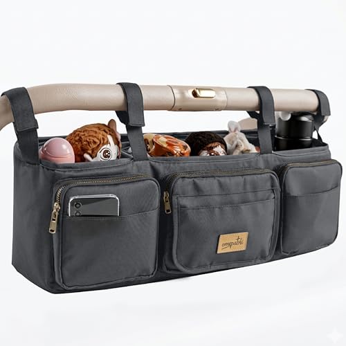 amepatshi Double Stroller Organizer Double Stroller Caddy Compatible with Bob Duallie Baby Jogger City Mini GT2 Jeep - Universal Stroller Accessories with Cup Holders