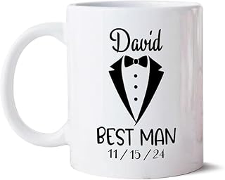Personalized Best Man Mug – Custom Porcelain Coffee Tea Cup for Groomsman Proposal, Wedding Party Gift for Him, Funny Novelty Drinkware Idea for Groomsmen, Brother, Friend, Male Wedding Role