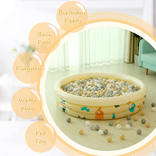 Realhaha Ball Pit Balls 100 Play Balls Plastic Balls for Baby Girls Toddlers Kids Play Tent Pool Playhouse Playpen Party Decoration,Gray Gold White Beige - Thumbnail 5