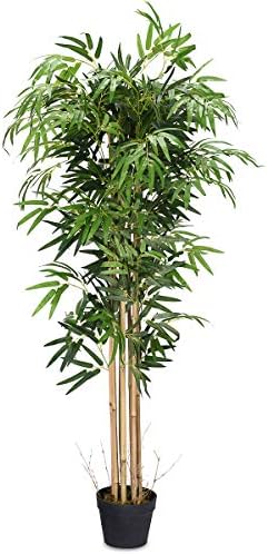 COSTWAY Artificial Trees with Plastic Pot, Fake Decorative Plants, Non Toxic Materials, Lightweight & Easy to Clean, Suit for Home, Office, Lobby, Restaurant (Artificial Bamboo, 150)