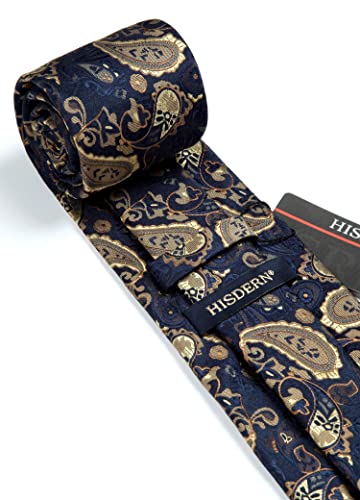 Image of HISDERN Ties for Men Paisley Tie and Pocket Square Woven Classic Floral Mens Ties Handkerchief Set Wedding Party Necktie