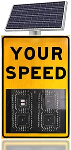Solar Radar Speed Sign - 60W/70W Solar Panel, 24GHz K-Band Speed Display, IP56 Waterproof, 300m Detection, Multi-Lane Speed Measurement (4 Lanes) - 24"x35"