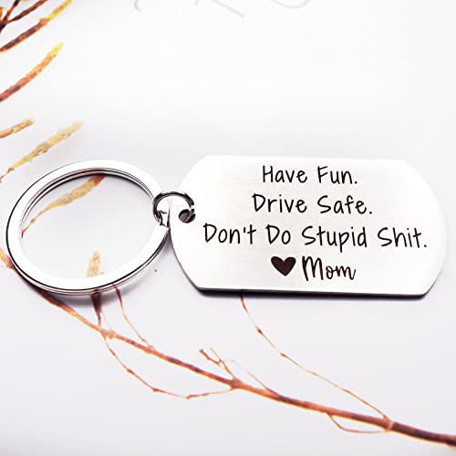 Sharink Have Fun Drive Safe Don't Do Stupid Shit Keychain Gift From Mom Birthdays Graduation Holiday Gift For New Driver Teenage Daughter Son #TOP2