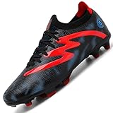 Mufanton Football Boots Men's Outdoor Professional Training Football Shoes High Top Spikes Kids Teenager Professional Athletics Soccer Shoes Sneakers,Black,UK9