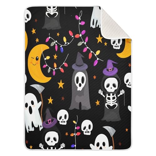 Burbuja Halloween Skeletons Baby Blanket for Boys Girls, Nursery Soft Warm Swaddling Receiving Baby Blankets, 30x40 in Toddler Blanket