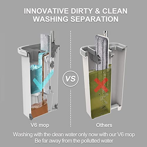 Ventifan Flat Mop And Bucket Set, Hands Free Flat Floor Mop,Separates Dirty And Clean Water,Wet And Dry Use,Self Cleaning Flat Mops For Floor Cleaning, Mop And Bucket System #TOP2