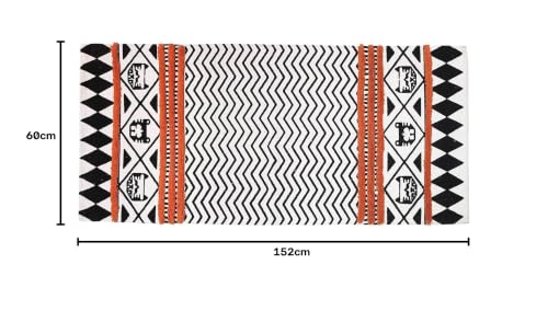 Image of Hand Woven 100% Natural Cotton Export Quality Designer Rug,Carpet, Bed Side Runner for Bedroom,Living Room, Size-2x5 feet or 60 cms x 152 cms (Rust & Black)