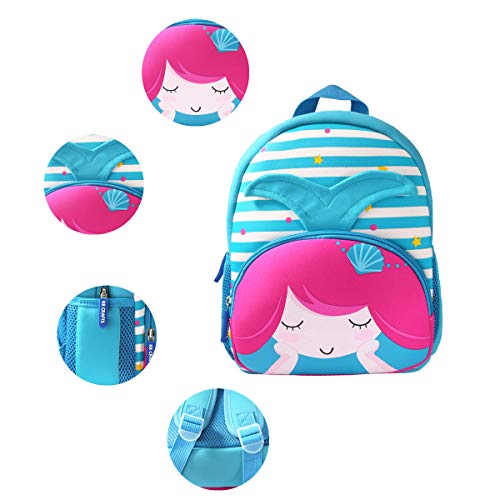 Kk Crafts Toddler Backpack, Waterproof Preschool Backpack, 3D Cute Cartoon Neoprene Animal Schoolbag For Kids, Lunch Box Carry Bag For Boys Girls,Mermaid #TOP4
