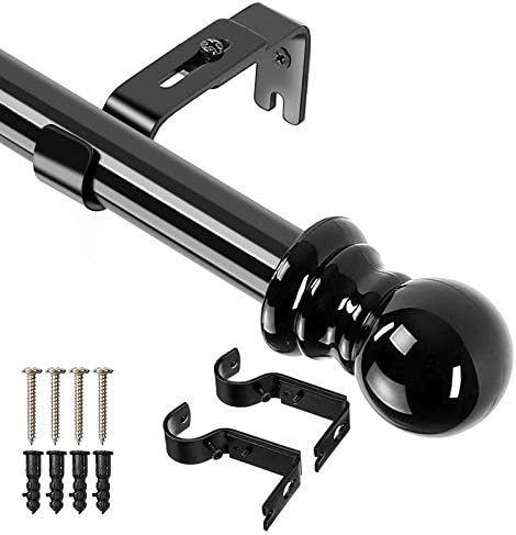 INFLATION Curtain Rod with Round Finials, 76 to 110 cm Silver Window Curtain Pole with Brackets Fittings Set for Eyelet Curtains