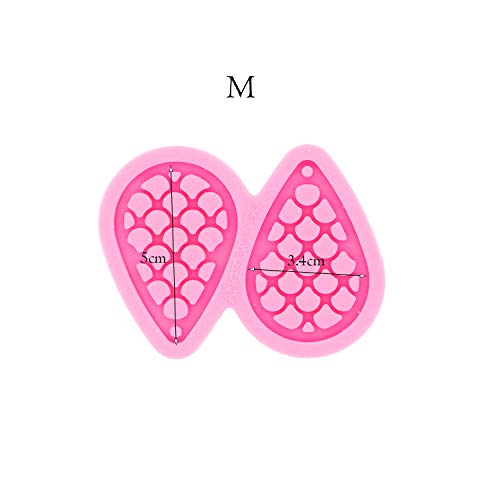 Super Glossy Fish Scale Shape Silicone Molds Tear Drop Hoop Earrings Molds Handmade DIY Epoxy Silicone Molds Fashion Jewelry Resin Craft Mould Size M - Thumbnail 2