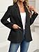 ELLEVEN Blazers for Women Business Casual Work Office Long Sleeve Lightweight Button Pockets Notched Lapel Collar Slim Fit Professional Suit Jacket Coat Outfits Padded Shoulder Black Large