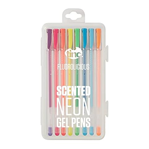 Tinc Flourolicious Fruit Scented Neon Liquid Gel Pens for Kids | for Use at School & Home - A Range of 8 Colours with a Fruity Fragrance | Girls & Boys | Fluorescent Colours, FLOURO Cover