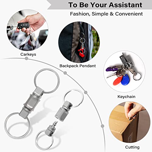 Rxluy Titanium Quick Release Keychain, Detachable Double-End Swivel Key Chain, Pull Apart Convenient Edc Key Clip Ring Holder Car Accessory For Men & Women #TOP4