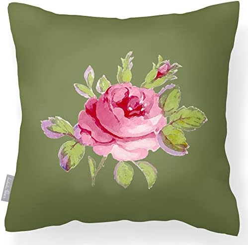 Izabela Peters® Luxury Designer Garden Outdoor Cushions | Waterproof, Filled & Breathable - Vintage Hydrangea - Grey - Perfect For Rattan Furniture, Chairs, Benches.