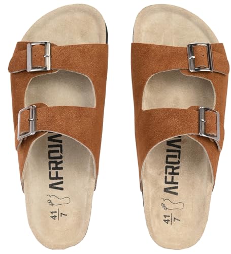 Image of AFROJACK Men's Orginal Leather Sandals | Casual Sliders for Boys s801