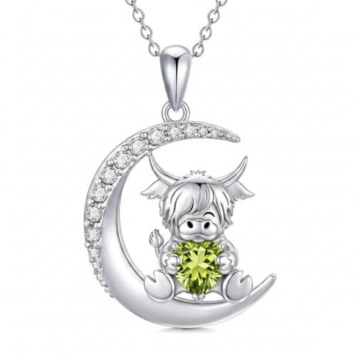 Image of PROESS Animal Birthstone Necklace 925 Sterling Silver Otter /Axolotl /Hippo /Elephant /Dachshund /Monkey /Red Panda Pendant Necklace Animal Birthstone Jewelry Gifts for Women