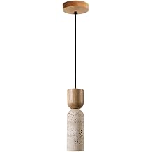 Natural Travertine Pendant Light, Retro Industry Cylindrical Hanging Lamp, Wabi Sabi Bedside Chandelier, Bedroom Kitchen Island Dining Room Decoration Light Fixtures