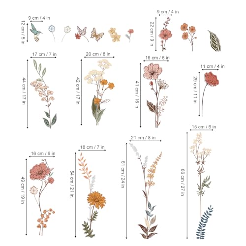 wondever Boho Flower Floral Wall Decals Wildflower Grass Wall Stickers by wondever - Used condition - Image 4