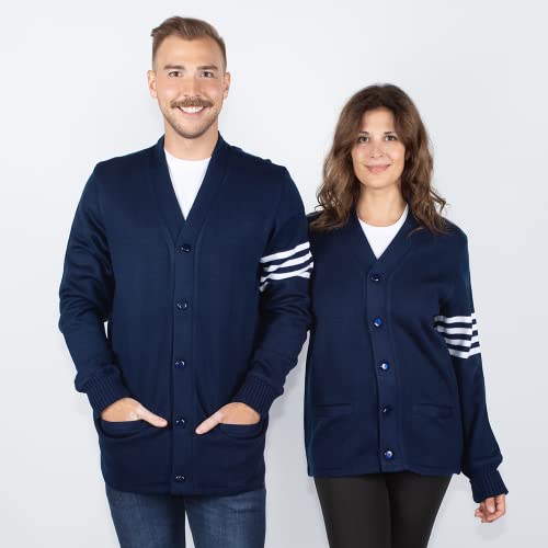 Image of Stewart & Strauss Cardigan Varsity Letter Sweater | American style button front letter sweater knit since 1977, heavyweight and ready for chenille letters and patches
