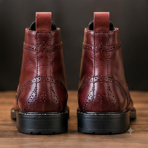 Buy PHABHU Wingtip Brogue Boot - Genuine Leather Boots - High Ankle Brogue Boot For Men (Brown, UK Footwear Size System, Adult, Men, Numeric, Medium, 9) at Amazon.in - Image 8