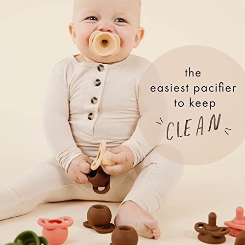 Doodle & Co. Pop & Go Pacifier for New Born Babies with Built-in Case | Pinch to Close Version | 100% Silicone for Infants | Helps Promote Oral Development | Plastic Free