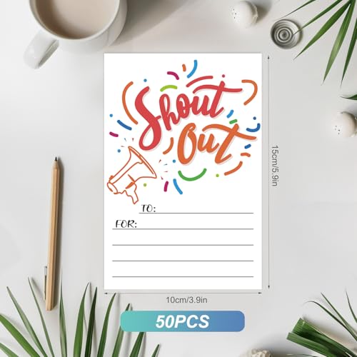 Gosknor 50 peças de cartões de grito, cartões de agradecimento de funcionários de papel coloridos pa