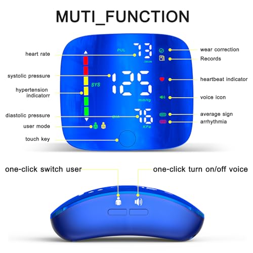 Wrist Blood Pressure Monitor with Led Touch Screen -Adjustable Wrist Blood Pressure Cuff from 5.1 inches to 9.3 inches,Rechargeable Wrist Bp Monitor with 99x2 Reading Memory and Carrying Case(Blue) - 3