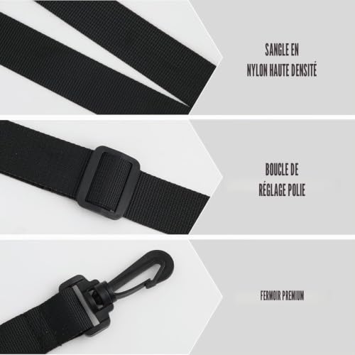 Dumhuts Lot de 2 Bretelles Universelles 25mm, Longueur Réglable 75-135 cm, Noir, Sangle de Transport pour Sacs de Voyage et Sacs de Sport – vue 3
