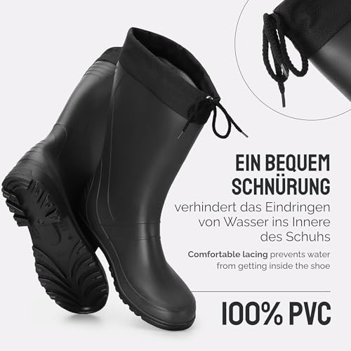 Ladeheid Damen und Herren PVC Gummistiefel LA-958 (Schwarz, 43 EU)