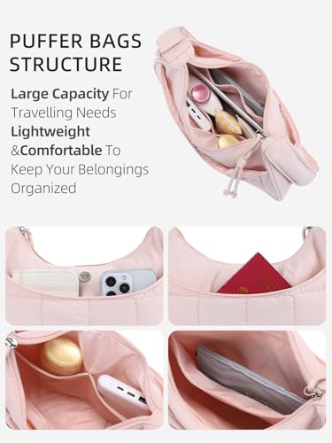 Sac à main matelassé en nylon imperméable avec sangle réglable confortable