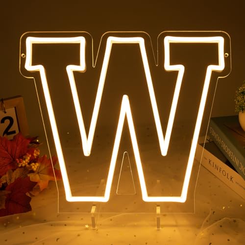 Image of Light Up Letters W, Led Marquee Letter Lights Neon Sign, 13 inch Height Decorative Lighted Alphabet Number, Battery /USB Powered Led Letters Lights for Wedding, Birthday, Party, Christmas or Home Decor