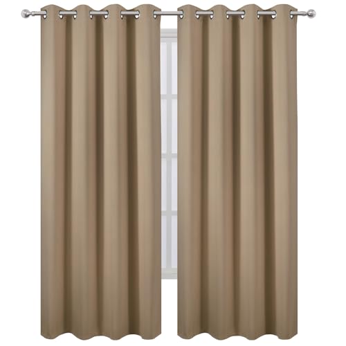 Image of LEMOMO Blackout Curtains 52 x 90 inches Long Natural Curtains Set of 2 Panels Thermal Insulated Room Darkening Curtains for Bedroom