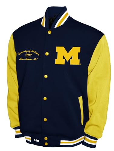 Franchise Club Mens Varsity Fleece Jacket (Michigan, XXL)