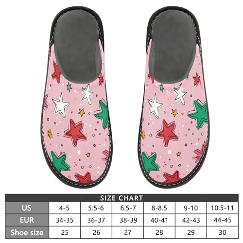 Slippers for Women Colorful Stars on Pink Soft Fuzzy Women's Slippers Indoor and Outdoor Shoes3