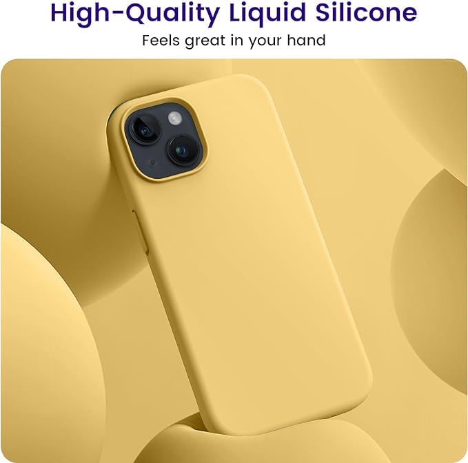 Image of MIDOS Back Cover Compatible with iPhone 15 Case Liquid Silicone Full Protection Shock Proof Back Cover for iPhone 15 (Yellow)