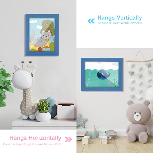 Image of [2-Pack] Kids Art Frames, 8.5x11 Front Opening Kids Artwork Frames Changeable, Dark Blue Artwork Display Storage Frame for Wall, Holds 50 Pcs, for 3D Picture, Crafts, Children Drawing, Hanging Art,