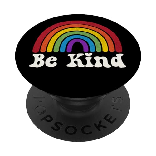 LGBTQ Be Kind Gay LGBT Pride Ally Rainbow Flag Retro Vintage PopSockets PopGrip Intercambiable