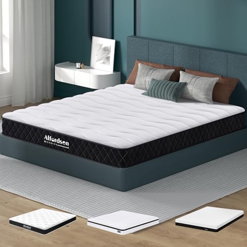 ALFORDSON Odeta Series Queen Size 15cm Tight Top Mattress with DuraCoil Bonnell Springs, Pressure-Relieving Mattresses Pad Topper for Bed Frame Base Foundation Platform, Medium Firm