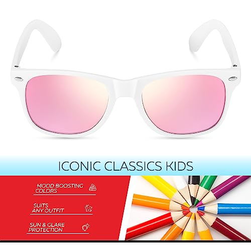 Image of Retro Rewind Kids Sunglasses for Boys Girls Age 3-12 - Shatterproof UV400 Toddler Children Sun Glasses