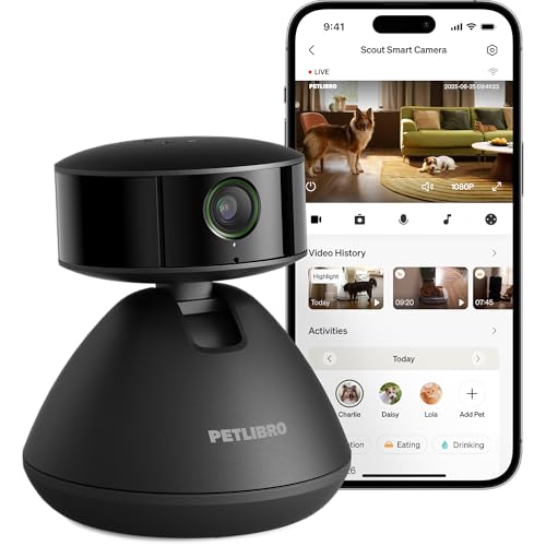 Image of PETLIBRO AI Pet Camera Indoor with Phone App, 360 Auto Tracking Dog Camera for Home Alone Pets, Multi-Pet Recognition, Smart Summaries, AI Activity Detection, 2-Way Audio, Color Night Vision