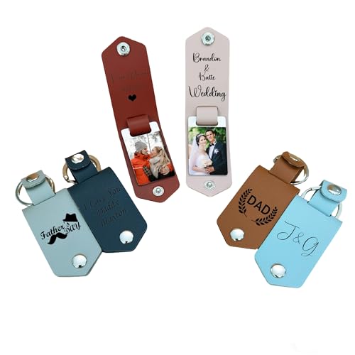 Image of YINSHIFU Valentines Gifts, Personalized Photo/Text Leather Keychain，Customized Driver Safe Keychain with Picture ，Custom Leather Keychain with Photo