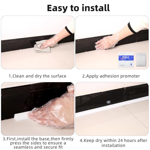 9.8' Flexible Quarter Round Molding, Peel and Stick Shoe Molding Baseboard,Selfadhesive Corner Trim for Wall Floor Edge, Bendable Rubber Trim for Stair,Countertop,Backsplash, Bathroom Bathtub (White) by cuysfead - Image 7