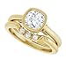 1 CT Moissanite Handmade Engagement Ring Wedding Bridal Ring Set for Women, Bezel Style Design, Promise Gifts for Her Antique (Yellow, Cushion Cut)