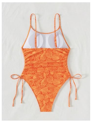 SOLY HUX Women's One Piece Swimsuit Printed Tie Side High Cut Bathing Suit Beach Vacation Swimwear4